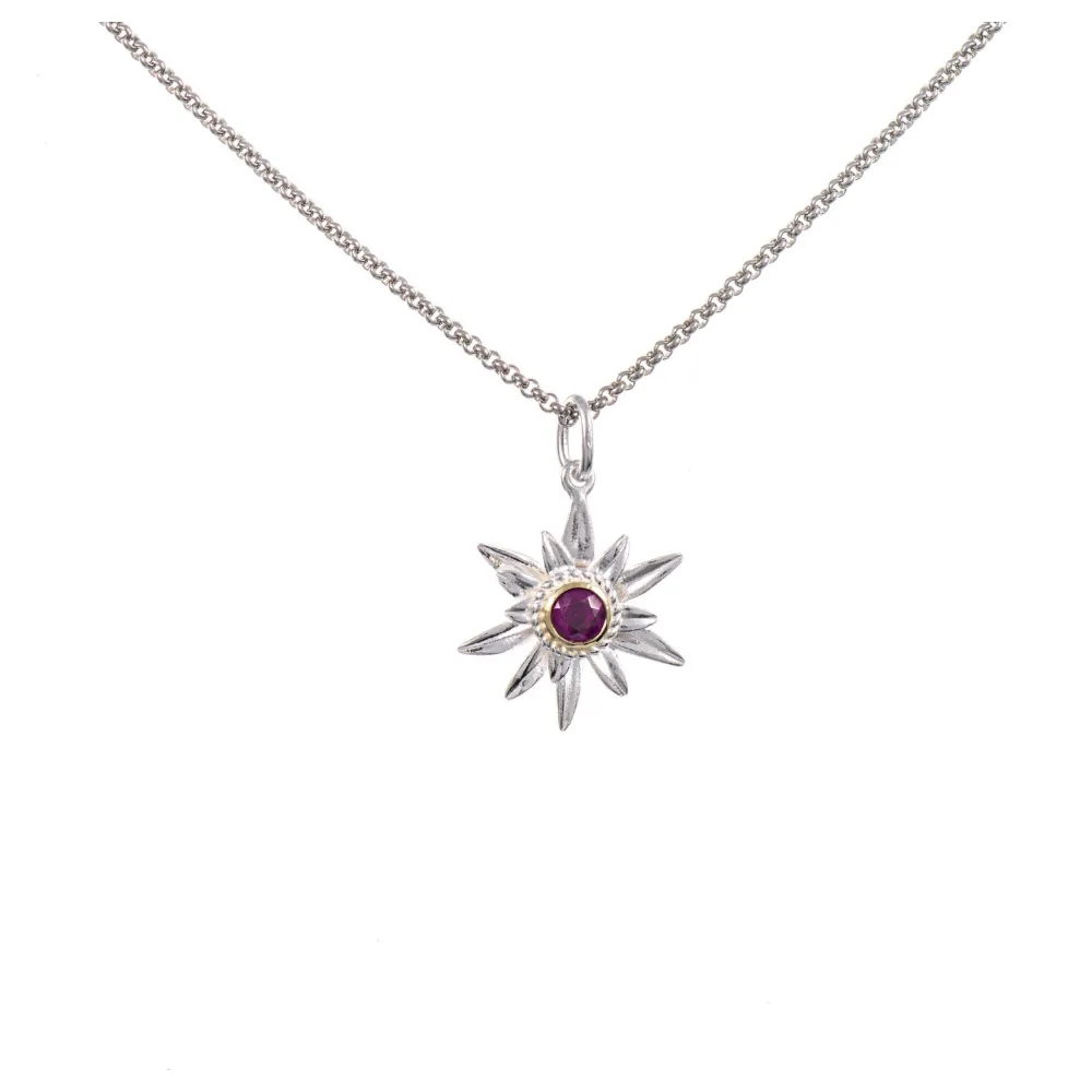 Anhänger Edelweiss mit Kette 925 Silber teilvergoldet Zirkonia beere