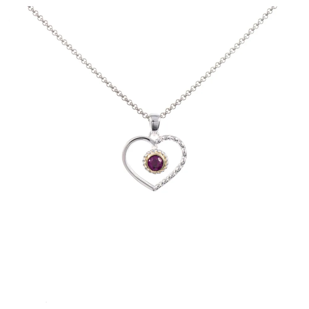 Anhänger Herz mit Kette 925 Silber teilvergoldet Zirkonia beere
