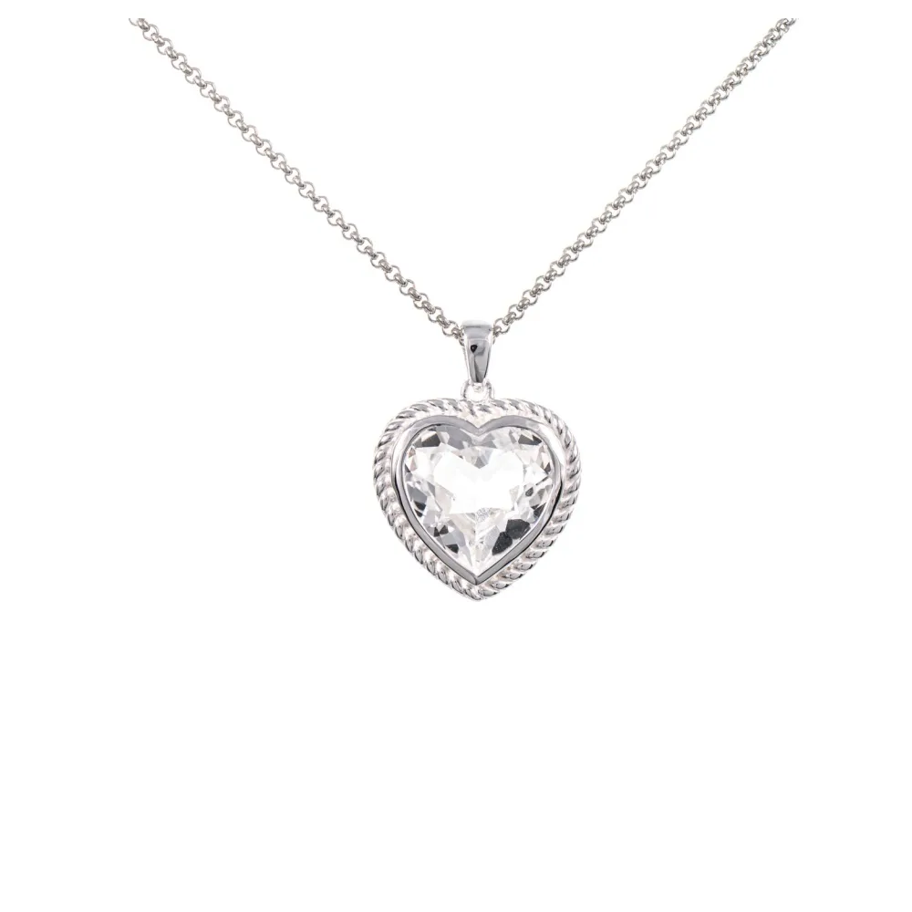 Anhänger Herz geschliffen mit Kette 925 Silber Zirkonia weiss