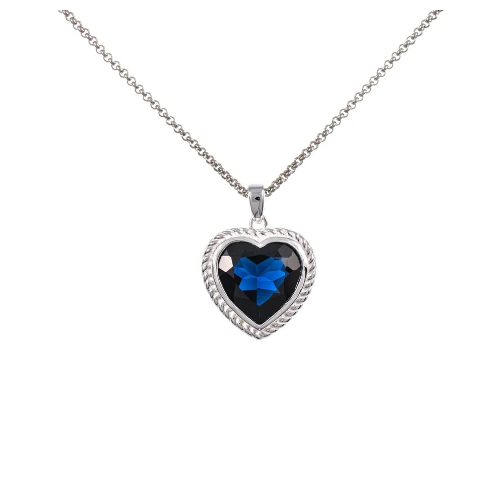 Anhänger Herz geschliffen mit Kette 925 Silber Zirkonia blau