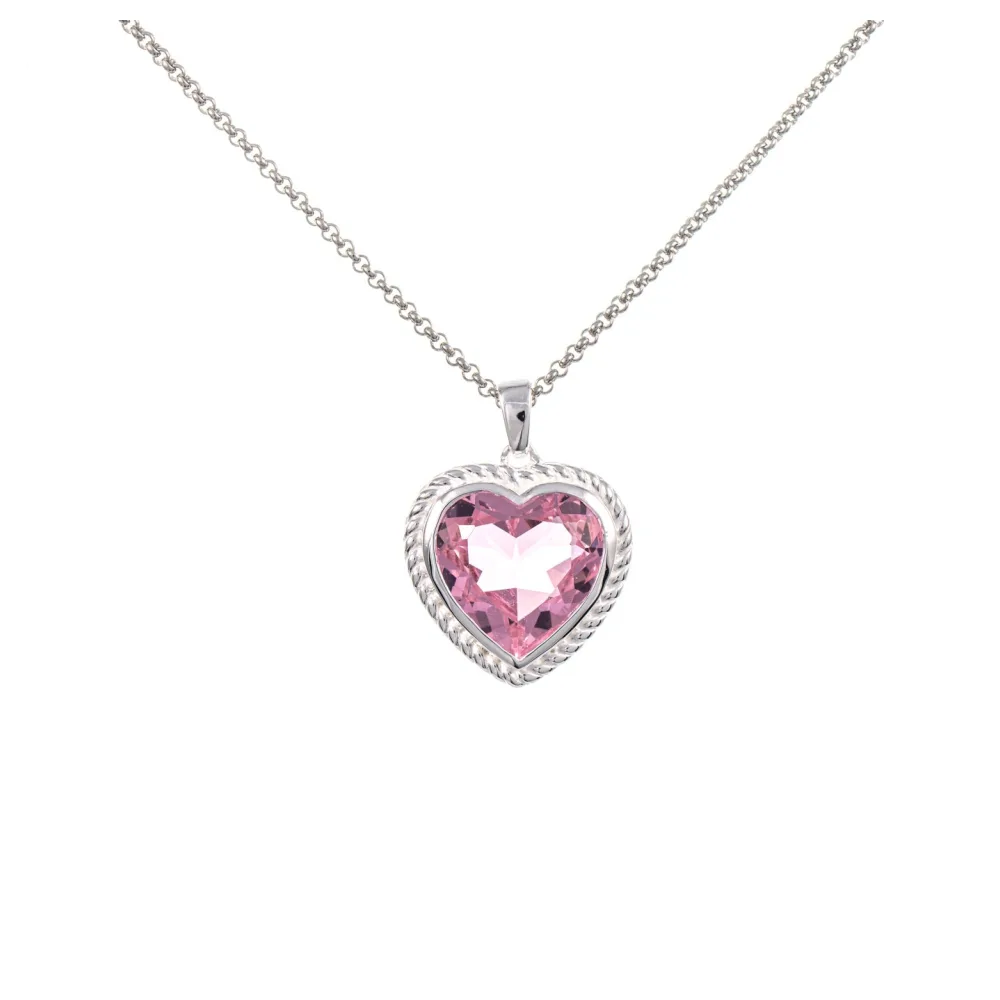 Anhänger Herz geschliffen mit Kette 925 Silber Zirkonia rosa