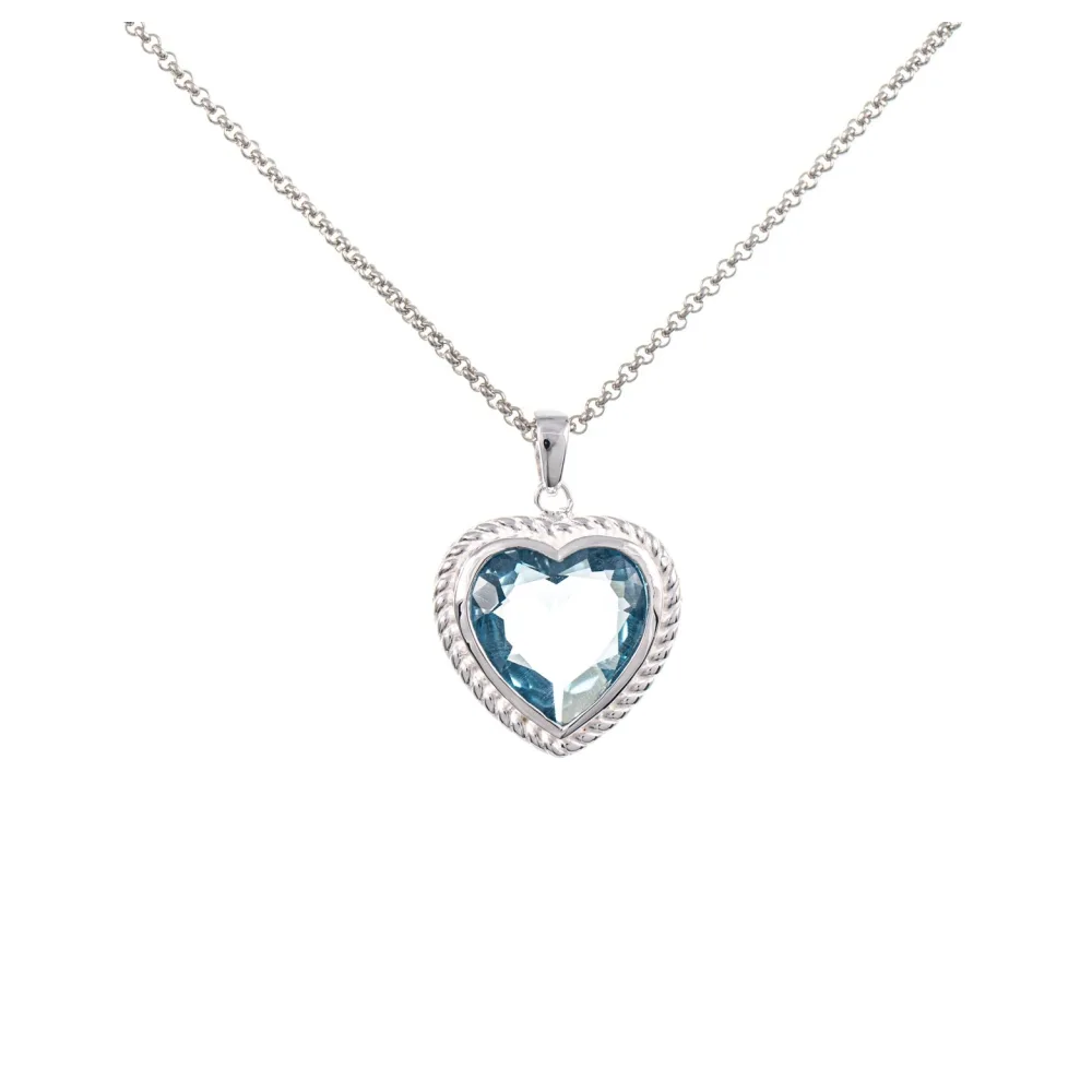 Anhänger Herz geschliffen mit Kette 925 Silber Zirkonia hellblau
