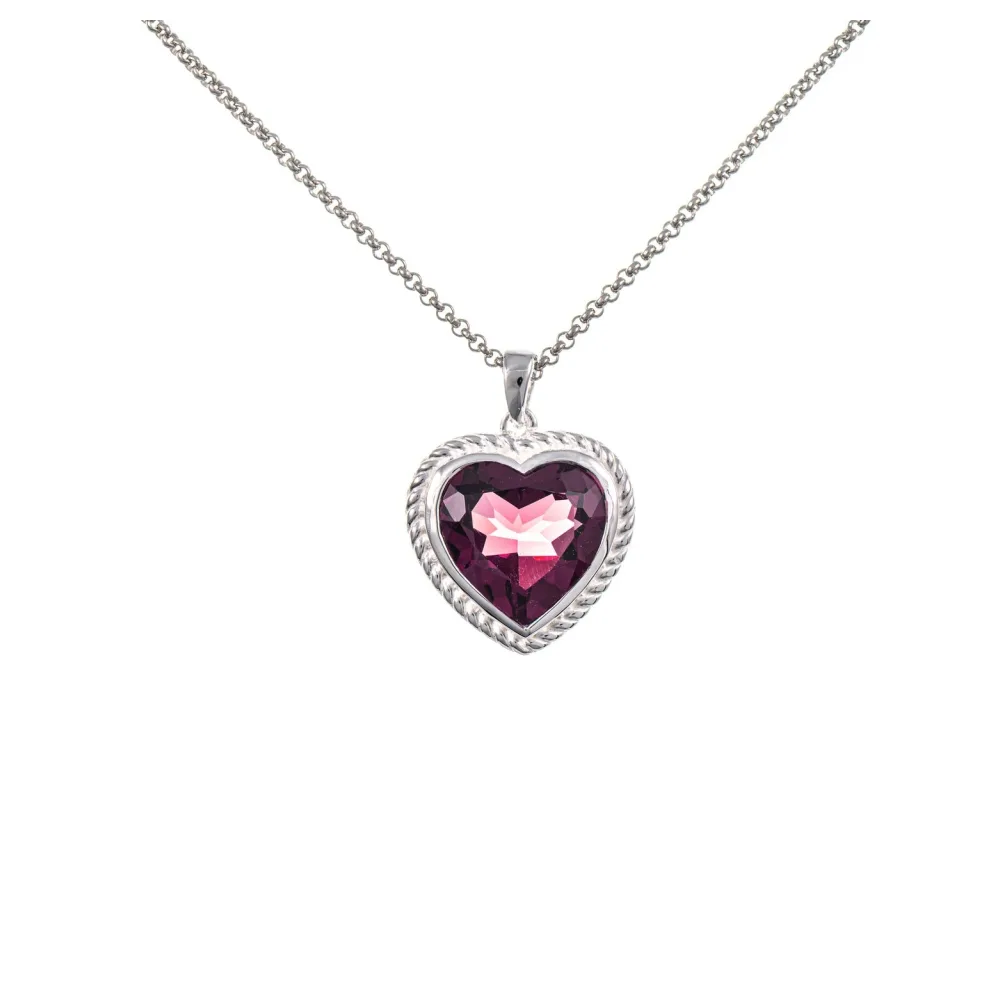 Anhänger Herz geschliffen mit Kette 925 Silber Zirkonia beere