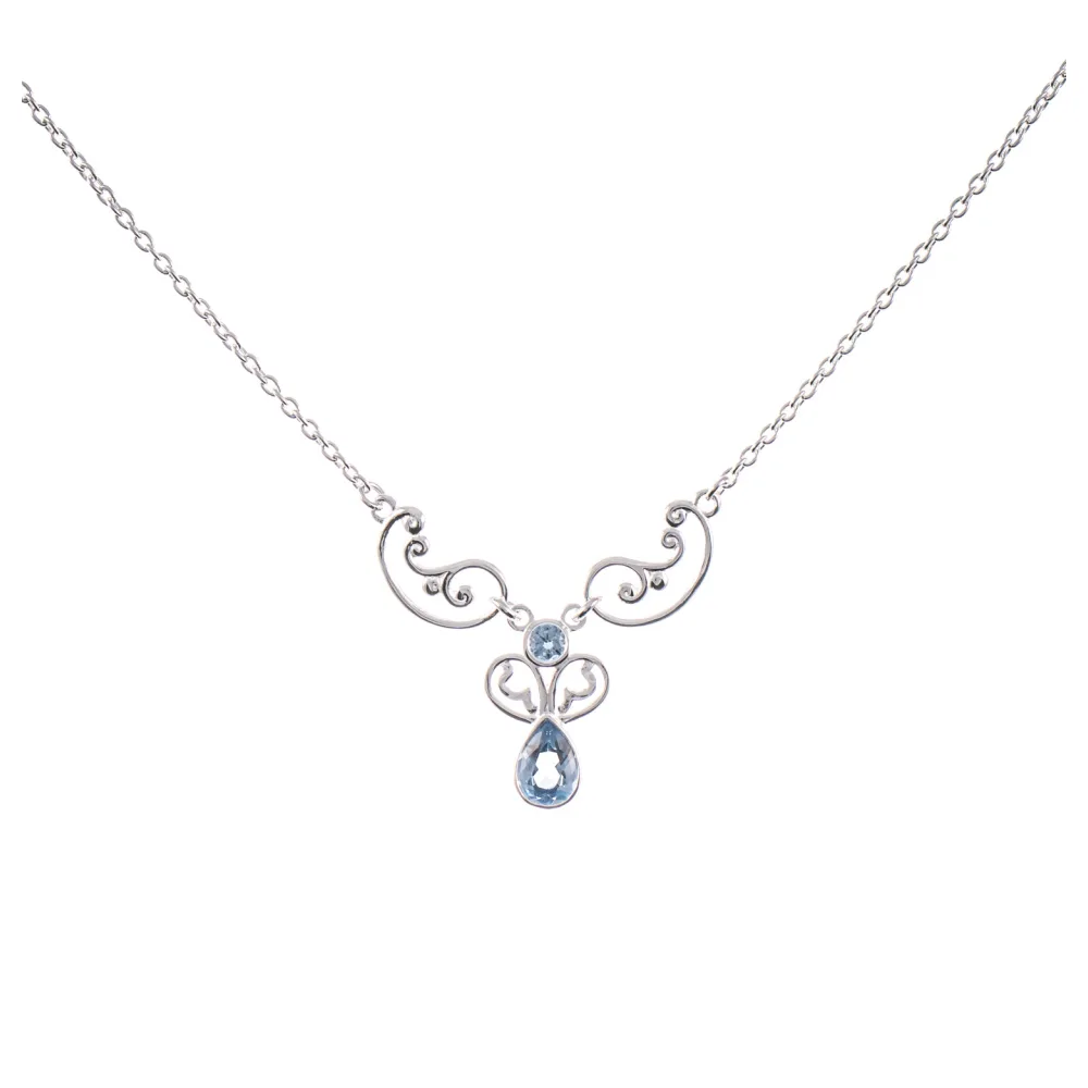 Collier 925 Silber Zirkonia hellblau