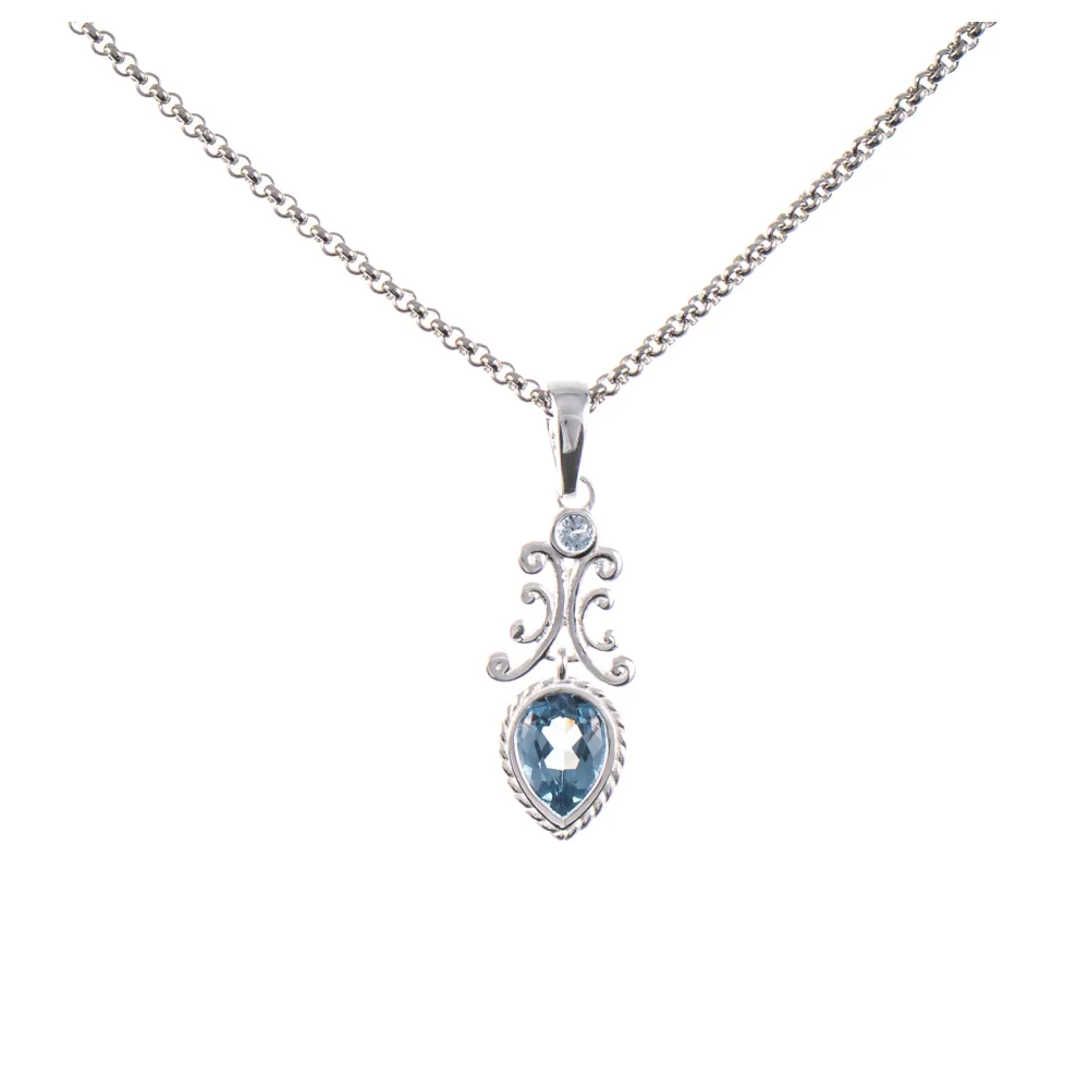 Anhänger mit Kette 925 Silber Zirkonia hellblau