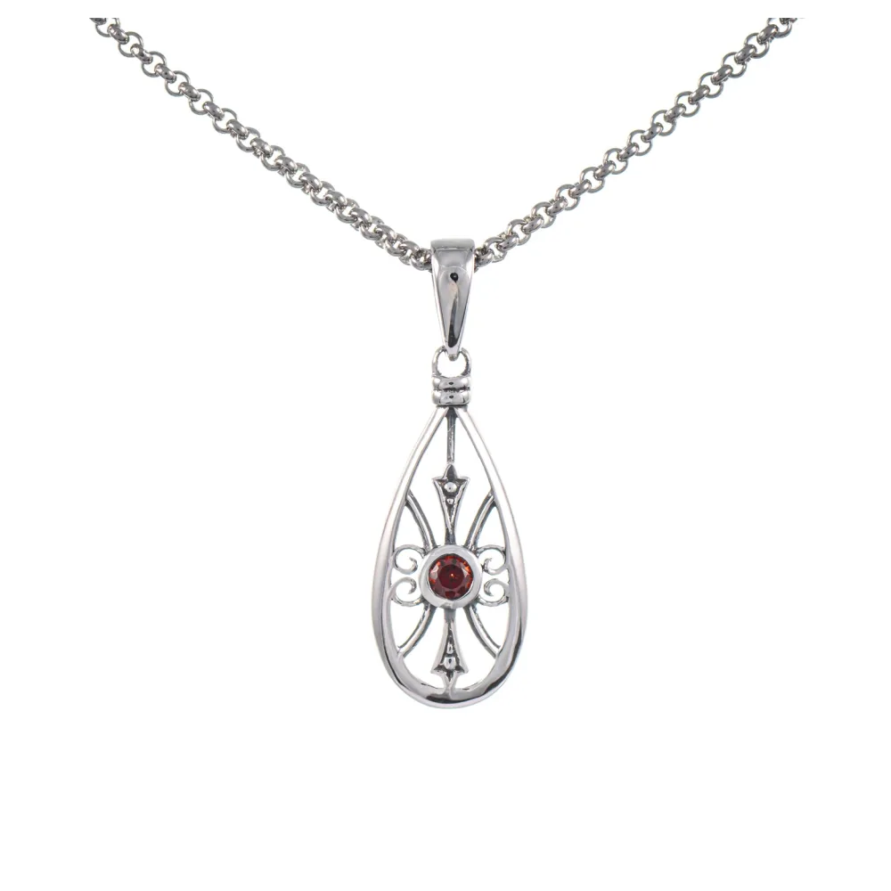 Anhänger mit Kette 925 Silber geschwärzt Granat