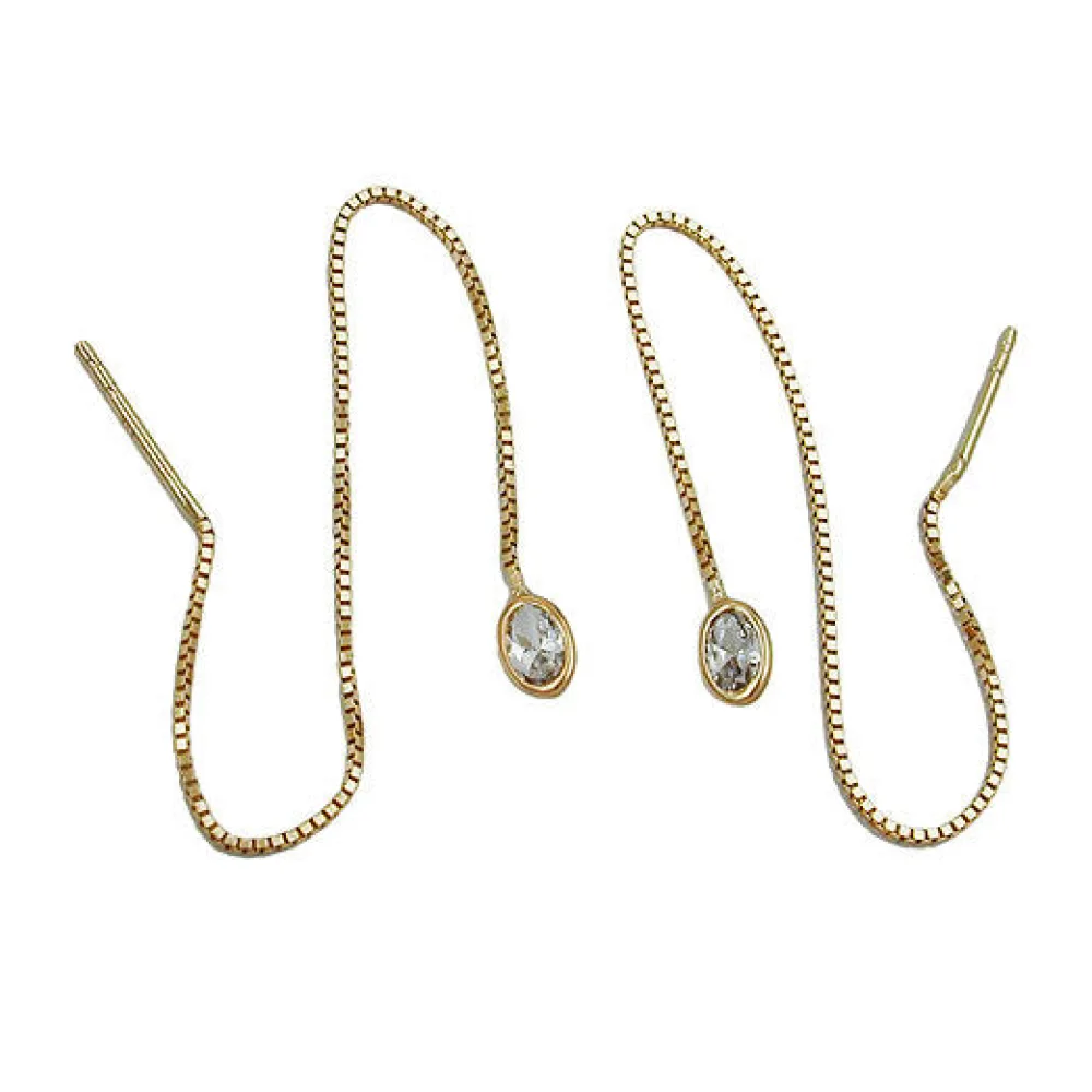 Ohrringe Durchzieher Kette m. Zirkonia Gold 375