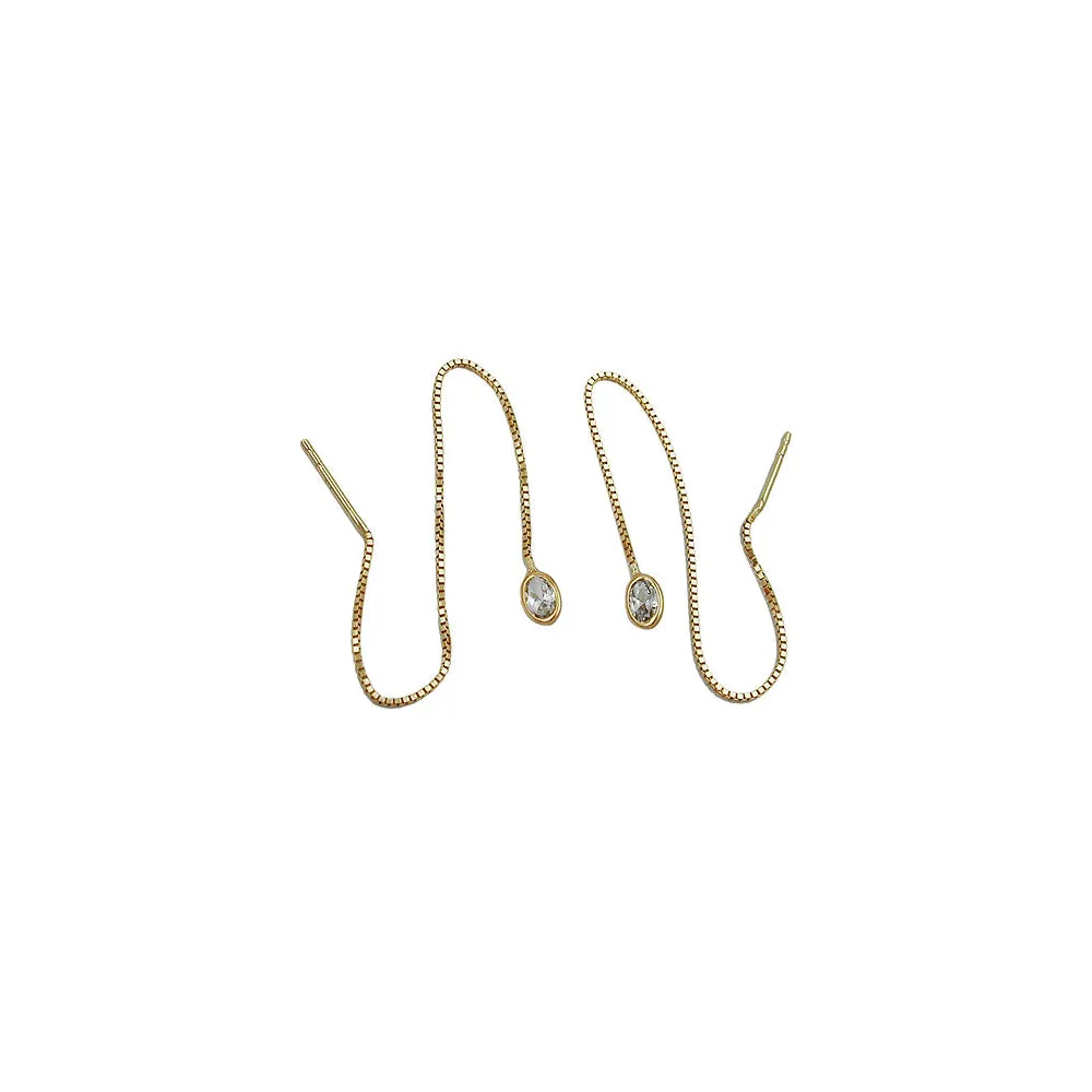 Ohrringe Durchzieher Kette m. Zirkonia Gold 375