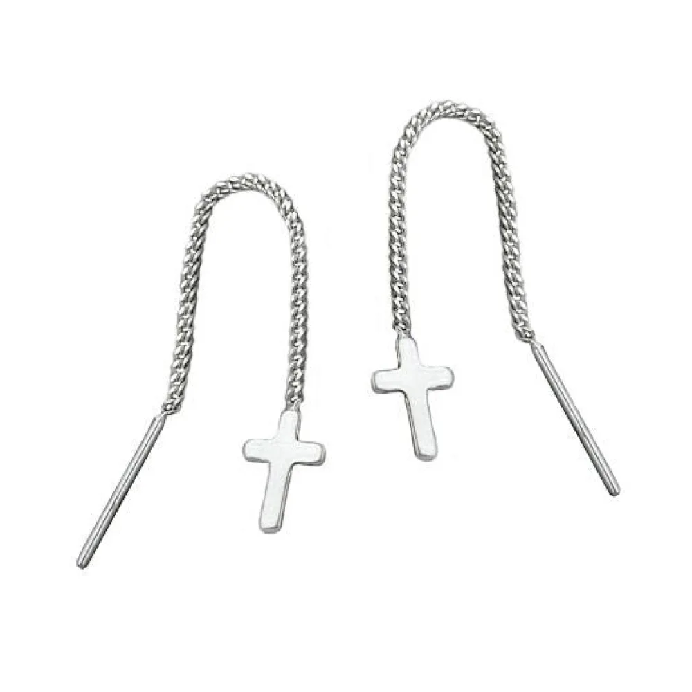 Ohrringe Durchzieher Kreuz Silber 925