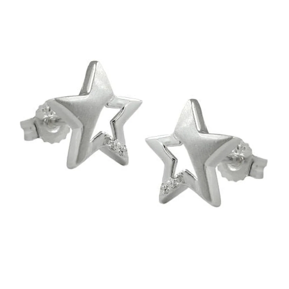 Ohrstecker Stern mit Zirkonia Silber 925