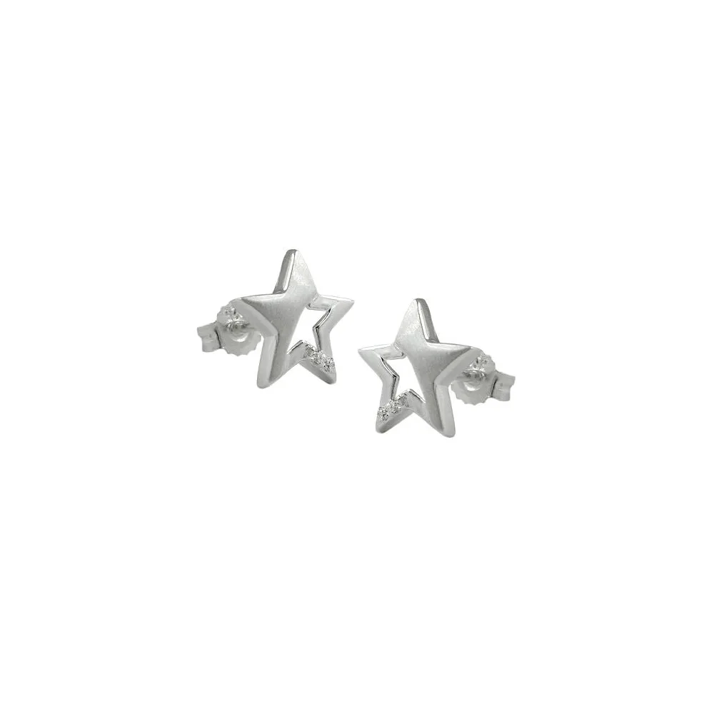 Ohrstecker Stern mit Zirkonia Silber 925