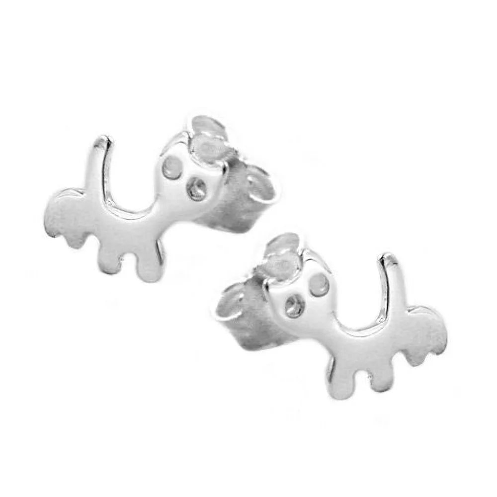 Ohrstecker stilisierte Katze Silber 925