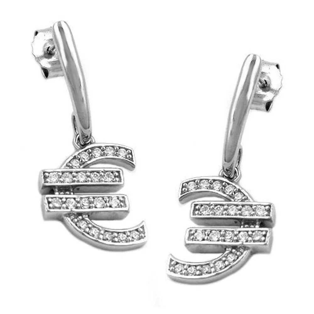 Ohrstecker Ohrring Euro-Zeichen Silber 925