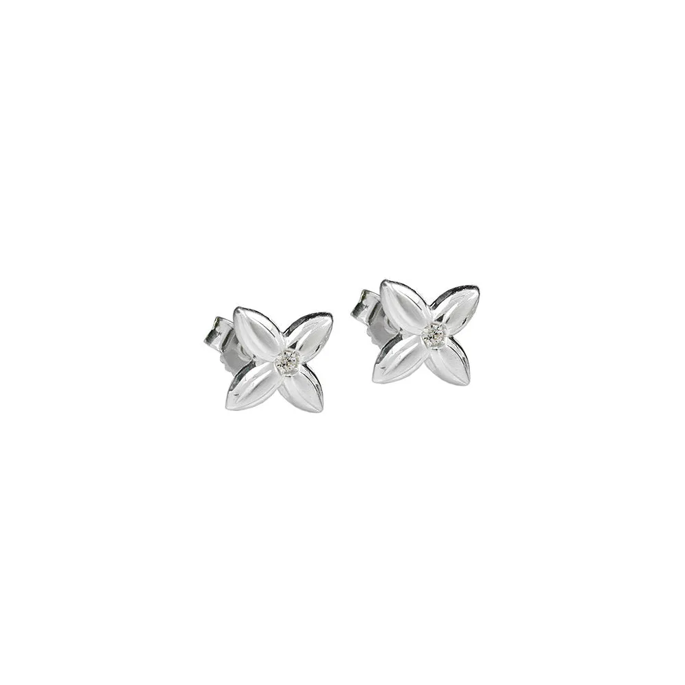 Ohrstecker kl. Blüte mit Zirkonia 925