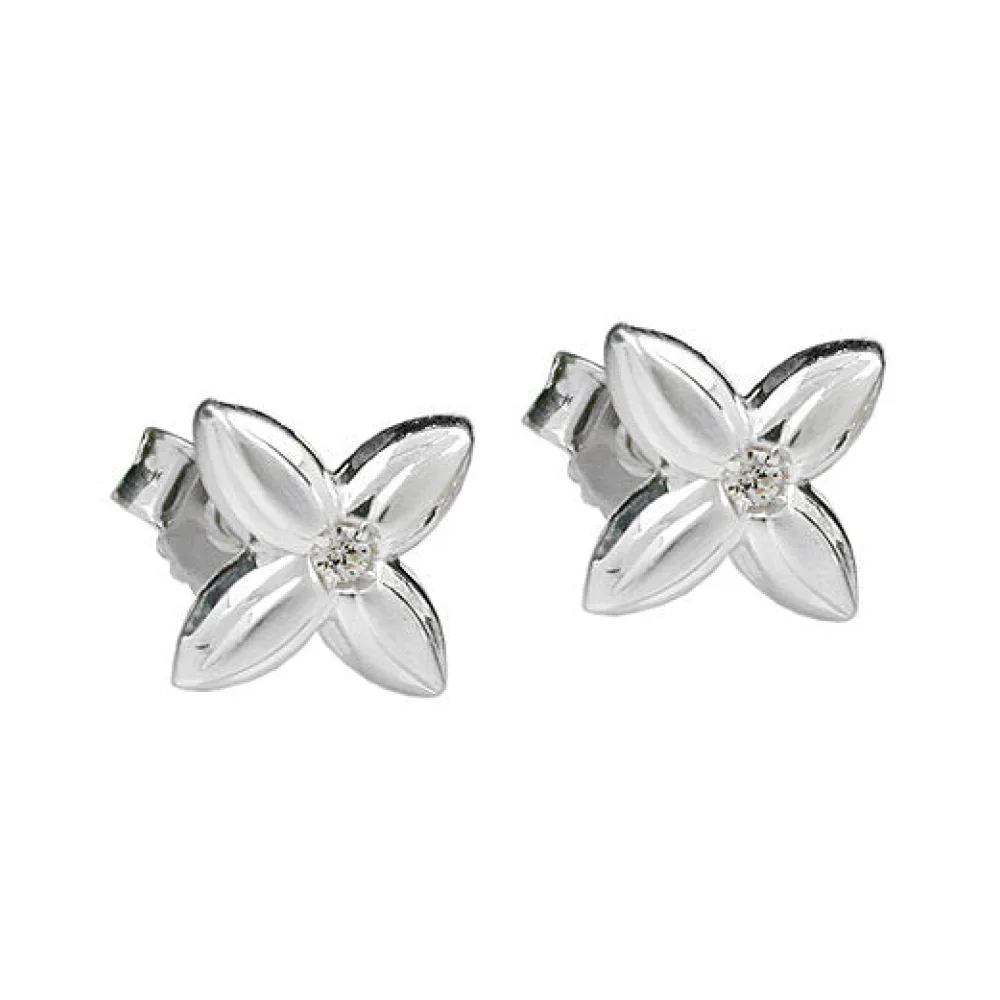 Ohrstecker kl. Blüte mit Zirkonia 925