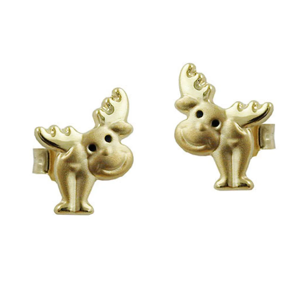 Ohrstecker Elch Augen-schwarz Gold 375