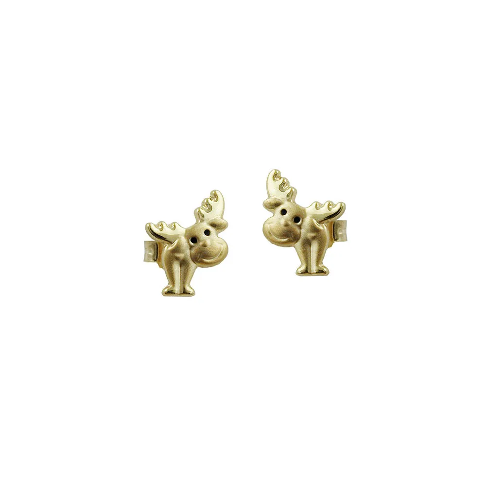 Ohrstecker Elch Augen-schwarz Gold 375