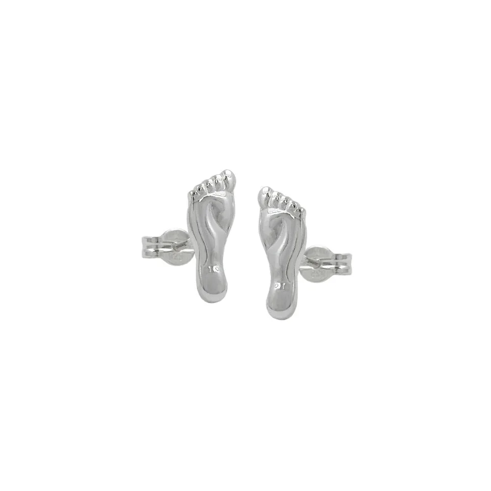 Ohrstecker Füße glänzend Silber 925