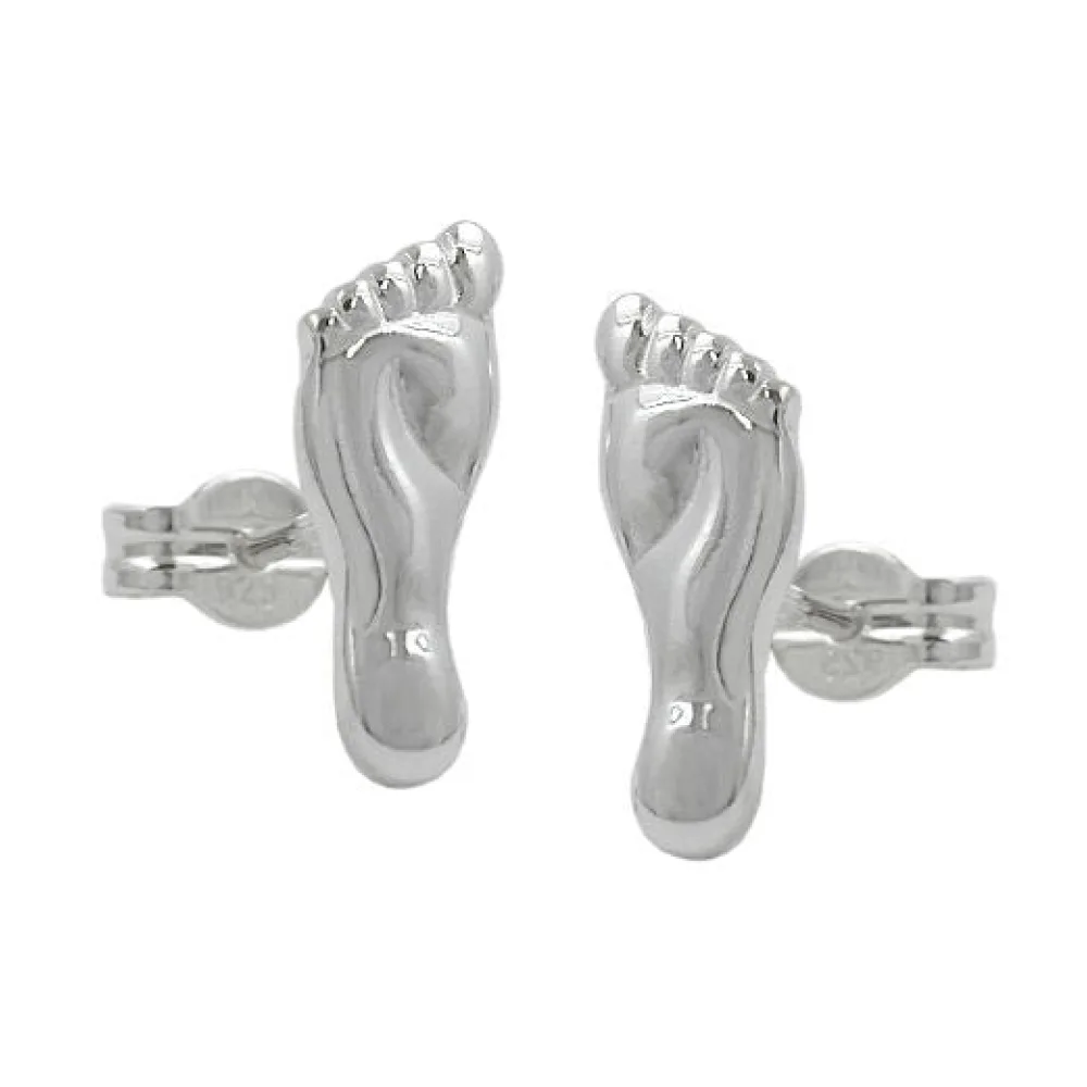Ohrstecker Füße glänzend Silber 925
