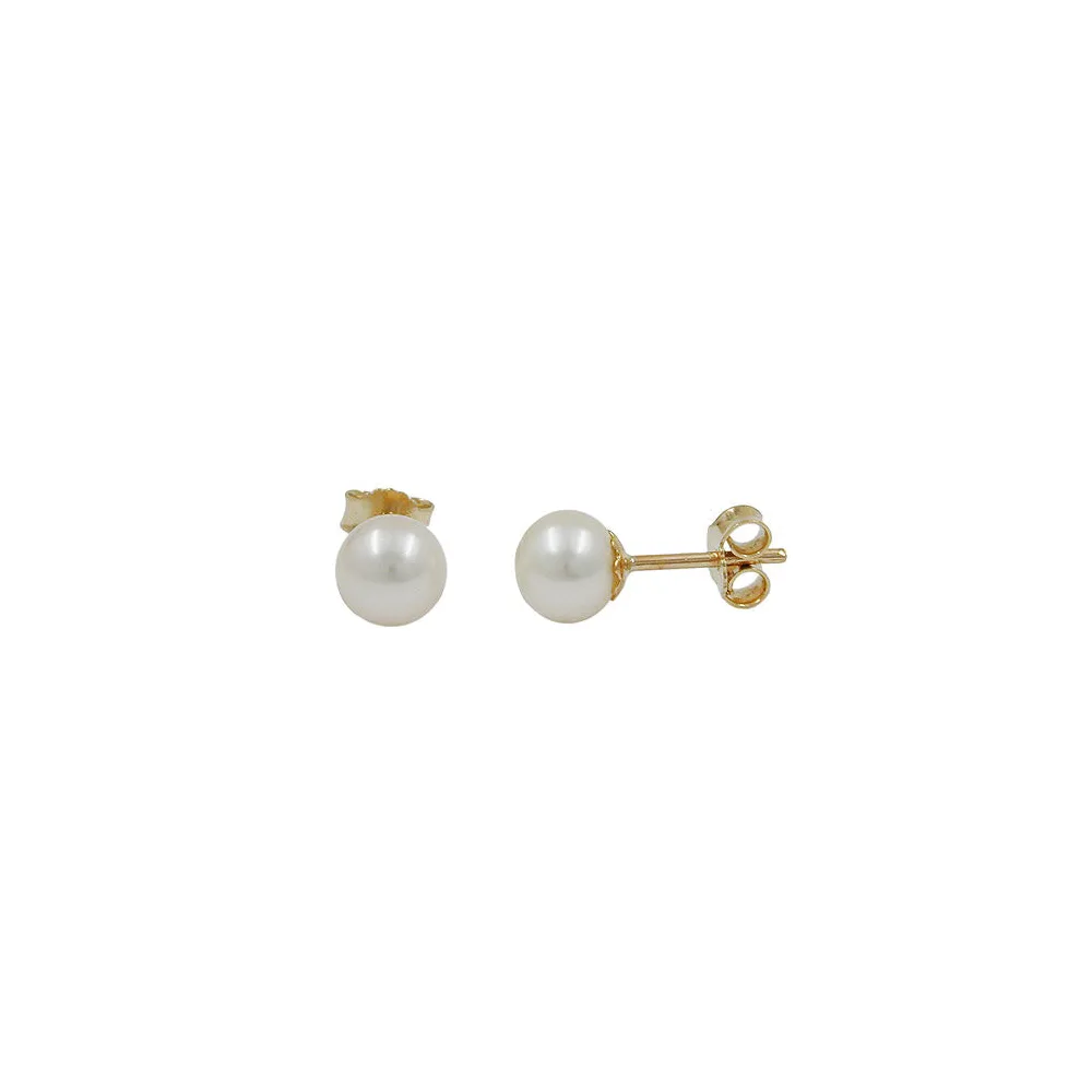 Ohrstecker 6mm Süßwasserperle Gold 375