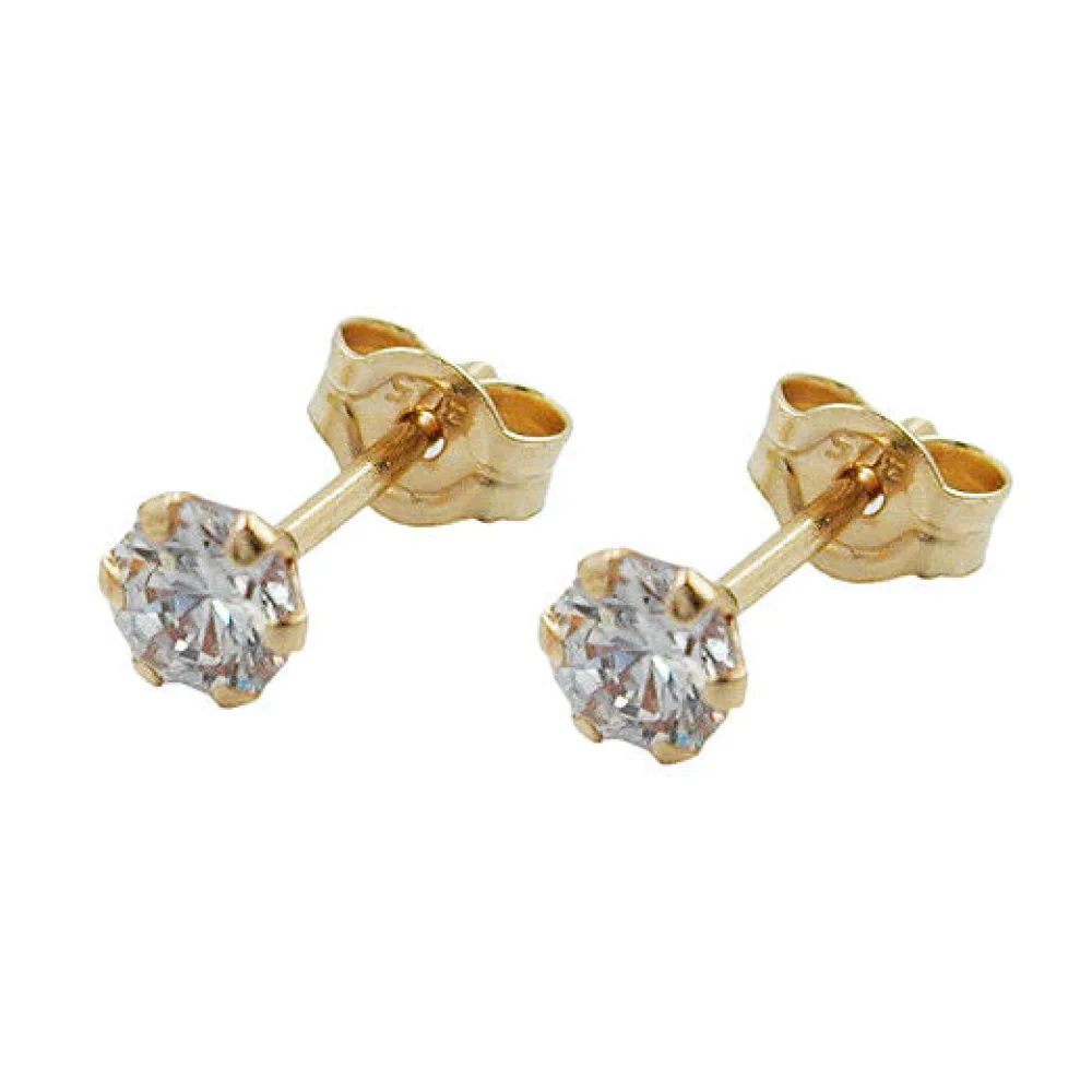 Ohrstecker 3mm mit Zirkonia Gold 375