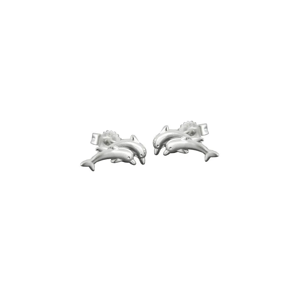 Ohrstecker 11x5mm Delfin-Pärchen matt-glänzend Silber 925