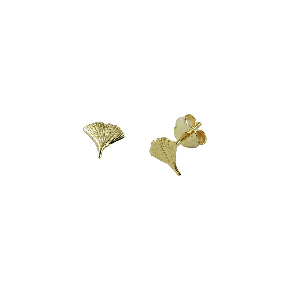Ohrstecker 7mm Ginkgoblatt glänzend Gold 375