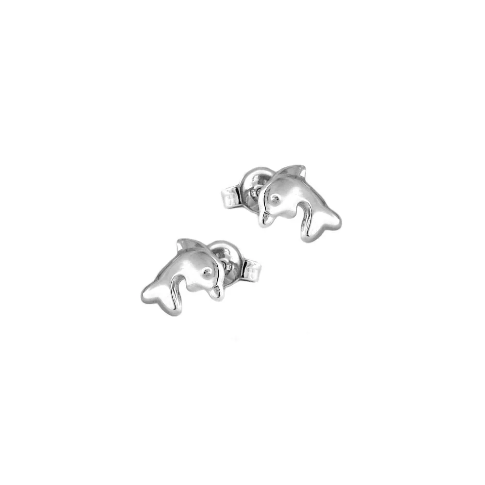 Ohrstecker 8x7mm Delfin glänzend rhodiniert Silber 925