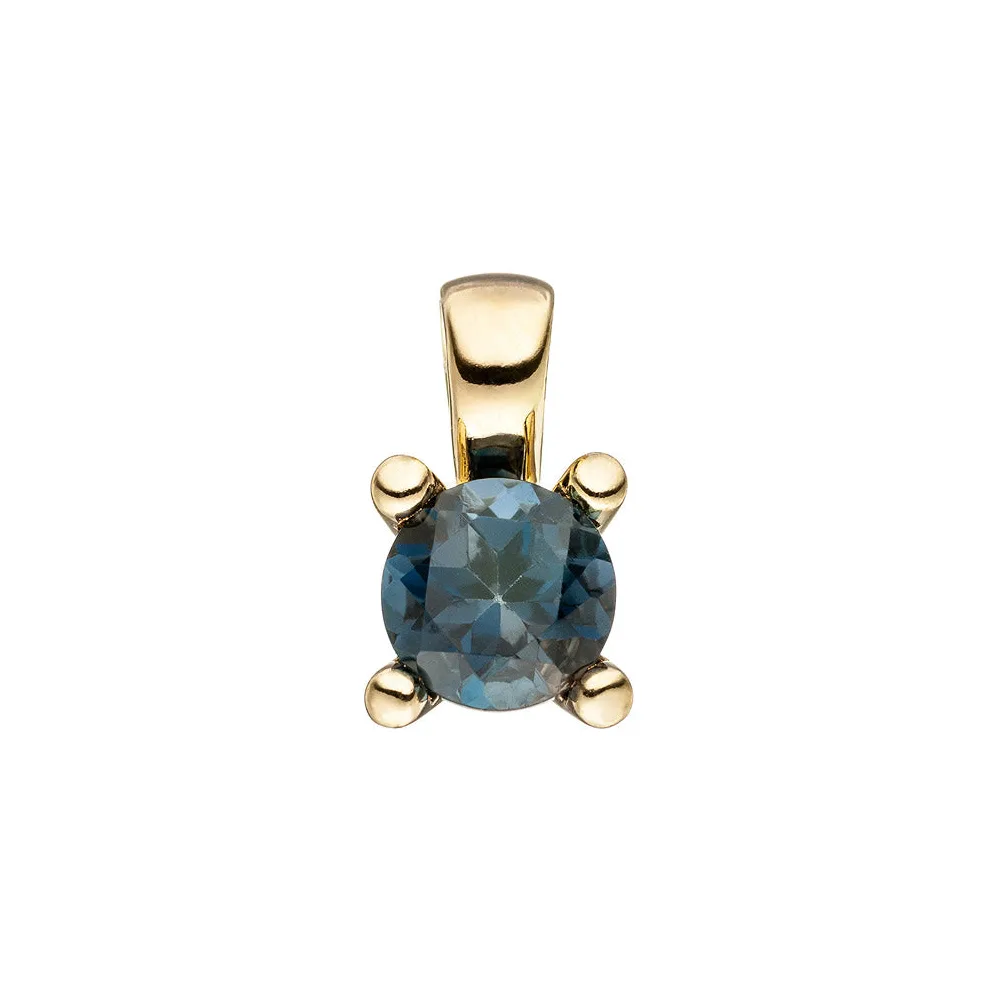 Anhänger 585 Gold Gelbgold 1 Blautopas blau Goldanhänger