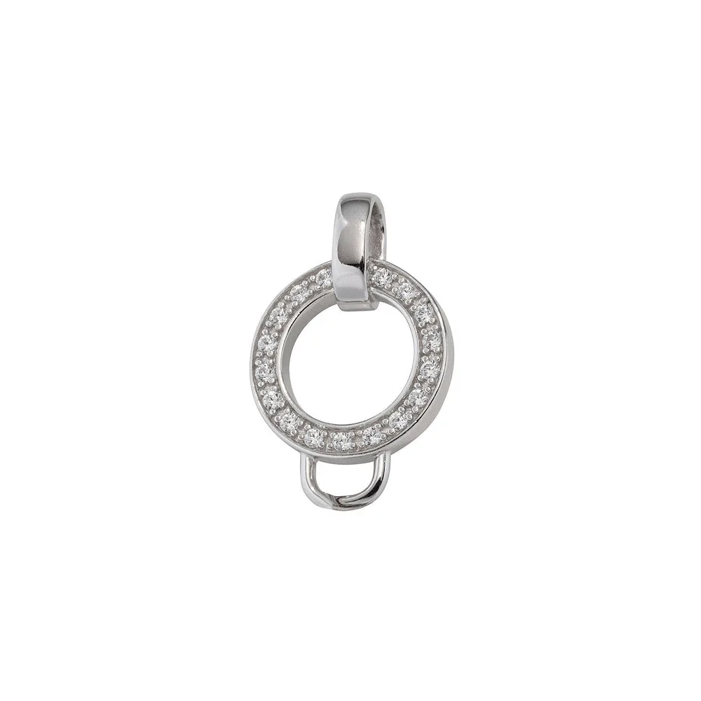 Anhänger Carrier Träger für Charms 925 Sterling Silber rhodiniert mit Zirkonia