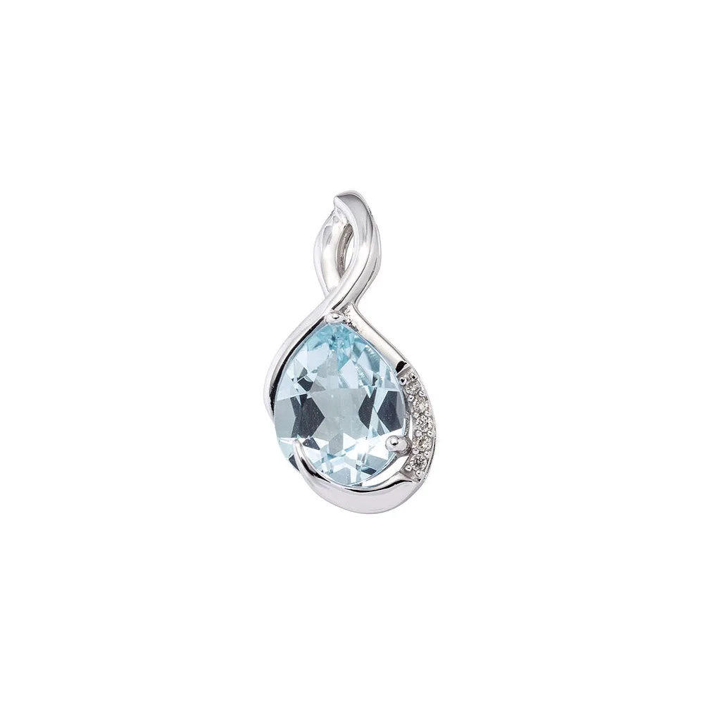 Anhänger 585 Gold Weißgold 5 Diamanten Brillanten 1 Blautopas blau Goldanhänger
