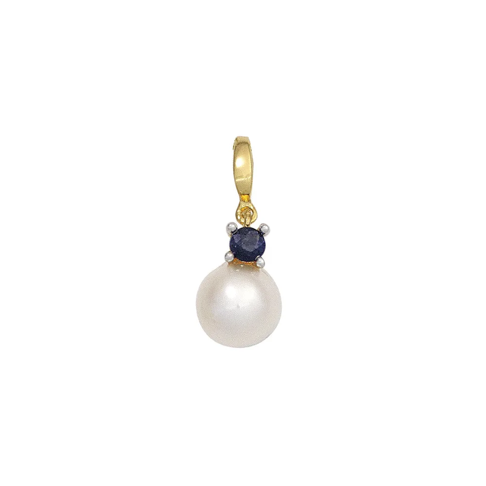 Anhänger 585 Gold Gelbgold Weißgold 1 Süßwasser Perle 1 Safir Perlenanhänger
