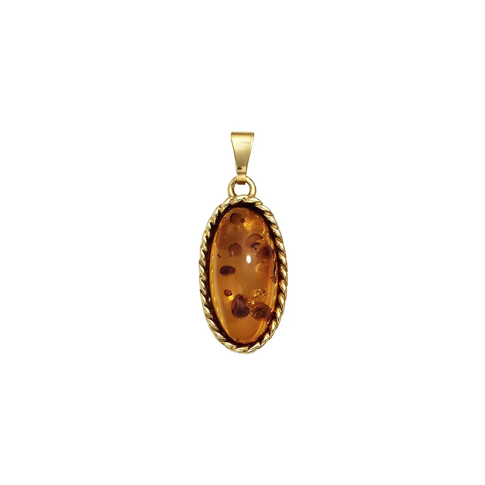 Anhänger oval 375 Gold Gelbgold 1 Bernstein
