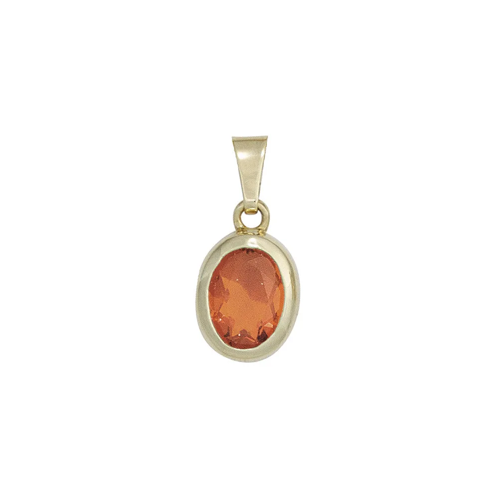 Anhänger oval 585 Gold Gelbgold 1 Feueropal rot Goldanhänger
