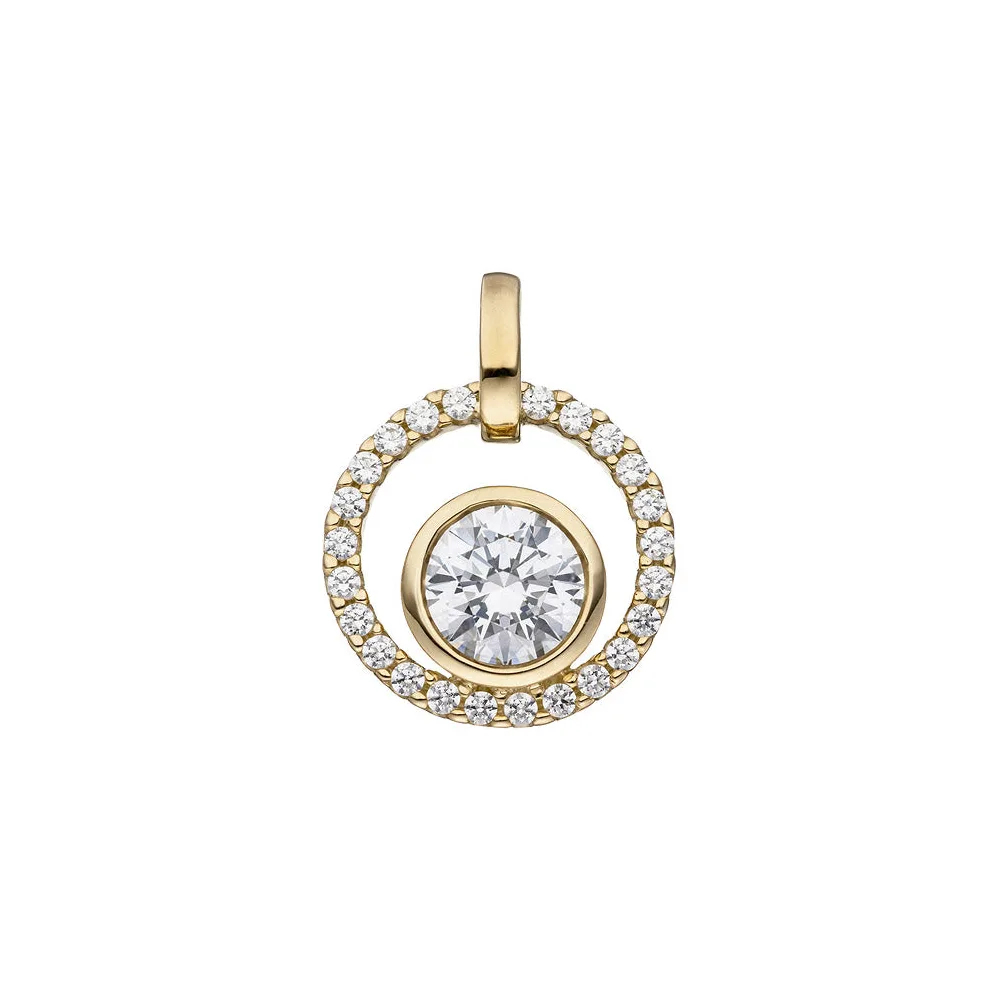 Anhänger rund 333 Gold Gelbgold 25 Zirkonia Goldanhänger