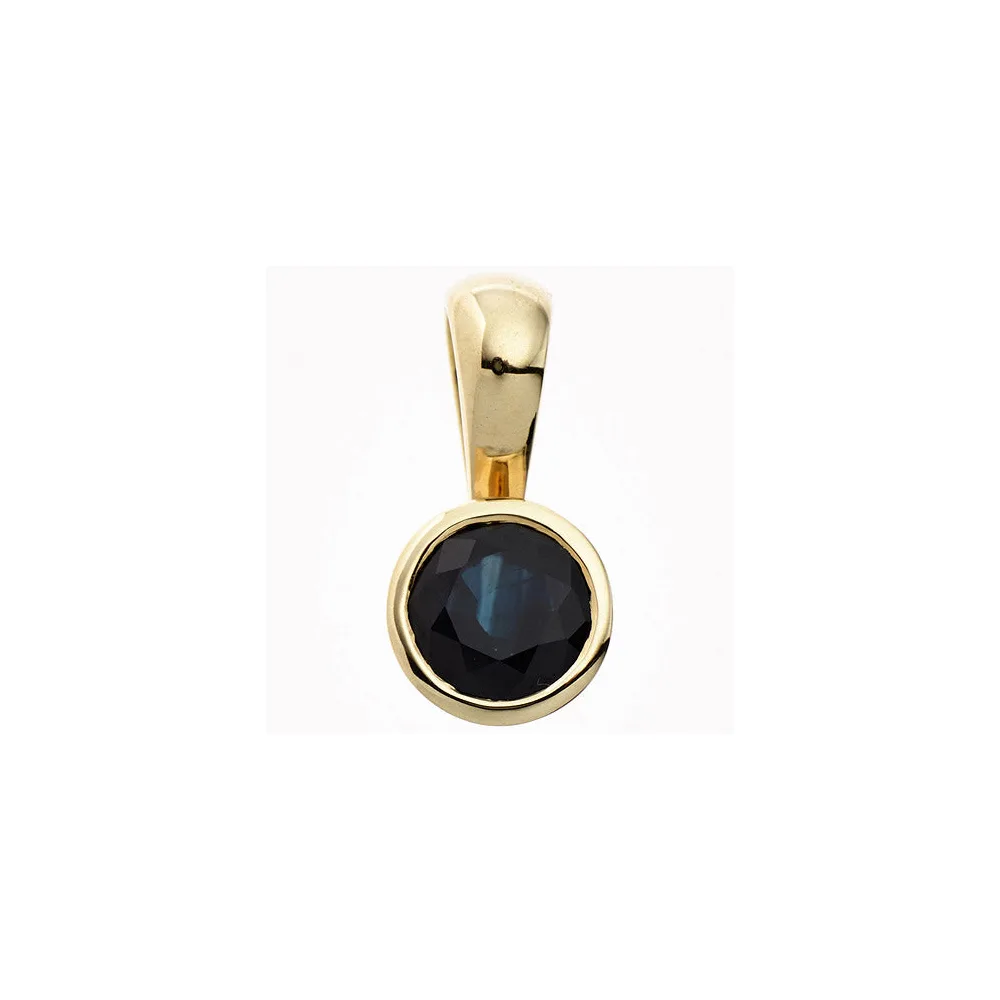 Anhänger rund 333 Gold Gelbgold 1 blauer Safir Goldanhänger