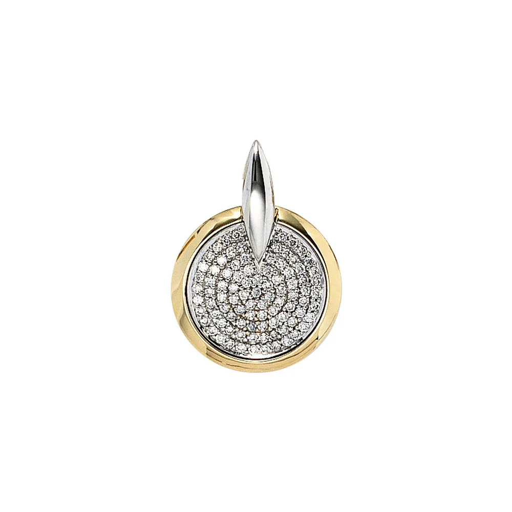 Anhänger rund 585 Gold Gelbgold Weißgold bicolor 91 Diamanten Brillanten