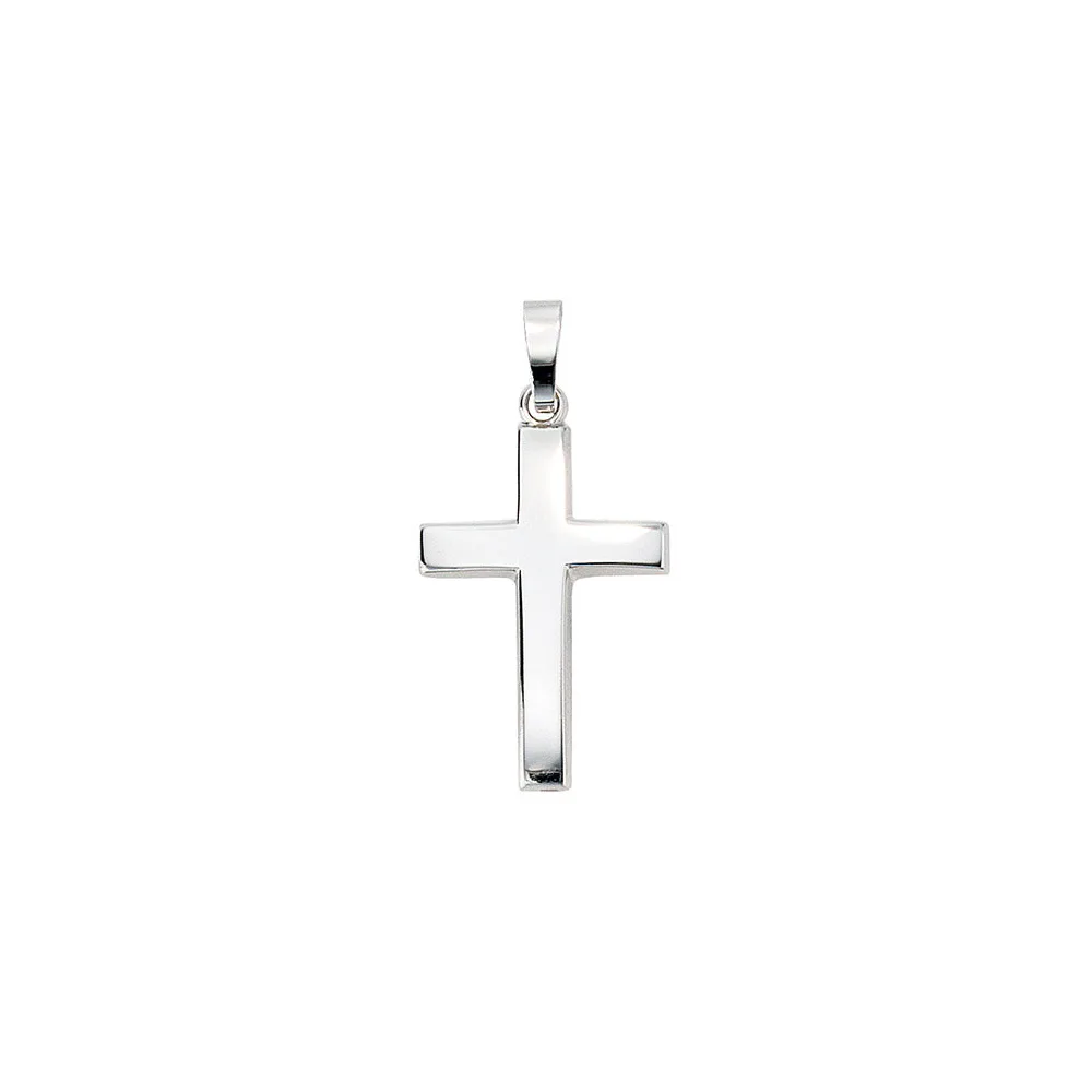 Anhänger Kreuz schlicht 585 Gold Weißgold Kreuzanhänger Weißgoldkreuz