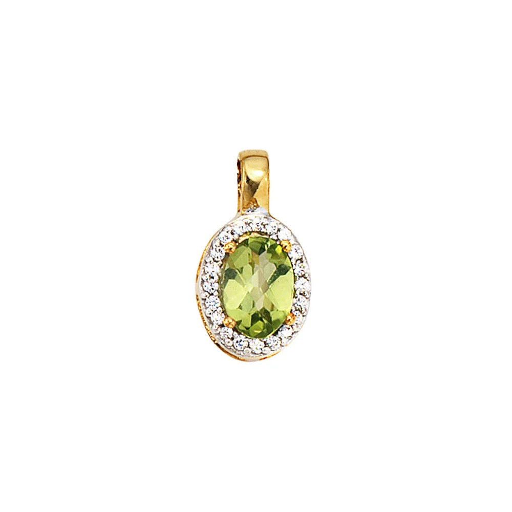 Anhänger oval 585 Gold Gelbgold bicolor 1 Peridot grün 20 Diamanten