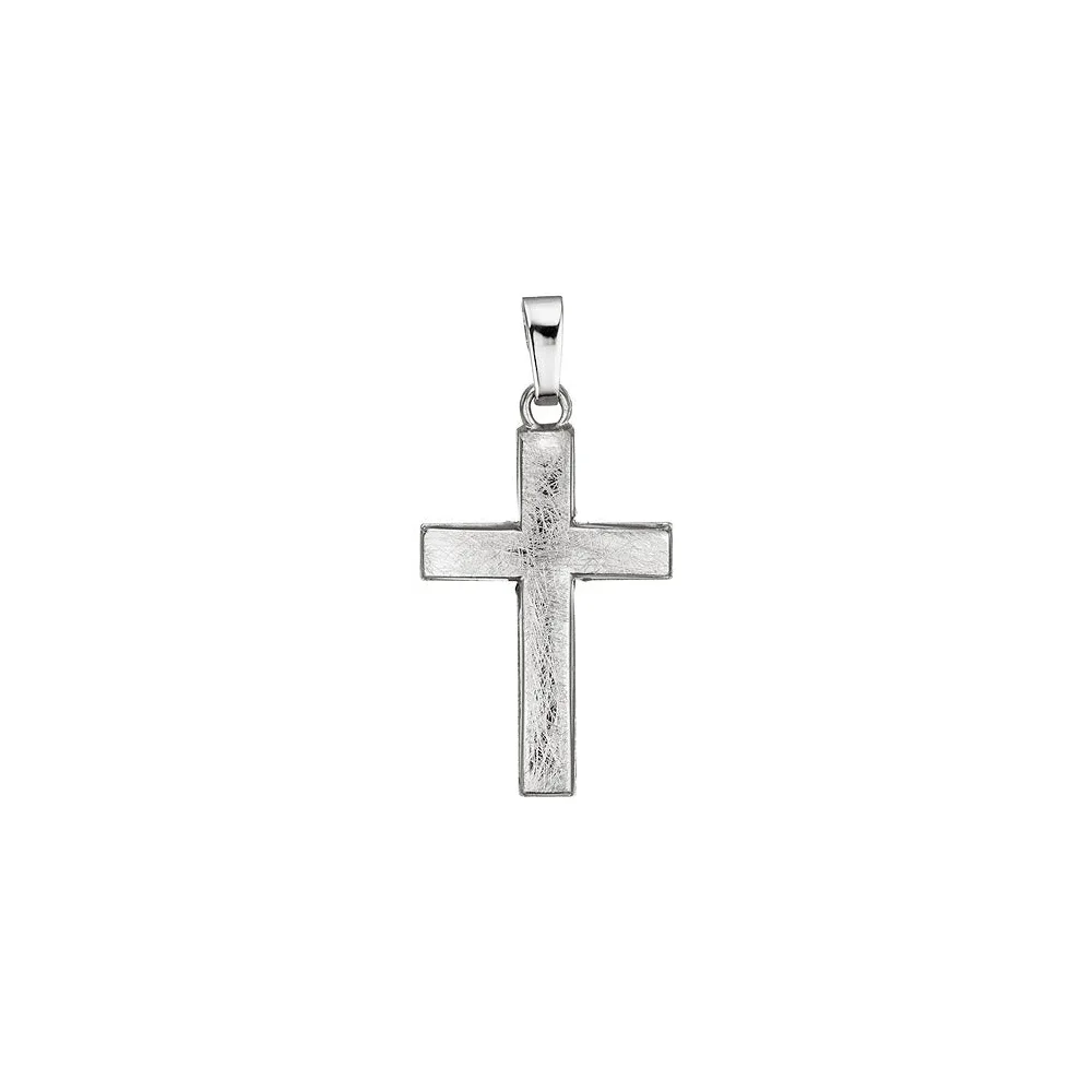 Anhänger Kreuz 585 Gold Weißgold eismatt Kreuzanhänger Weißgoldkreuz