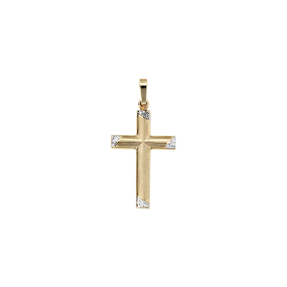 Anhänger Kreuz 333 Gold Gelbgold bicolor mattiert Kreuzanhänger Goldkreuz