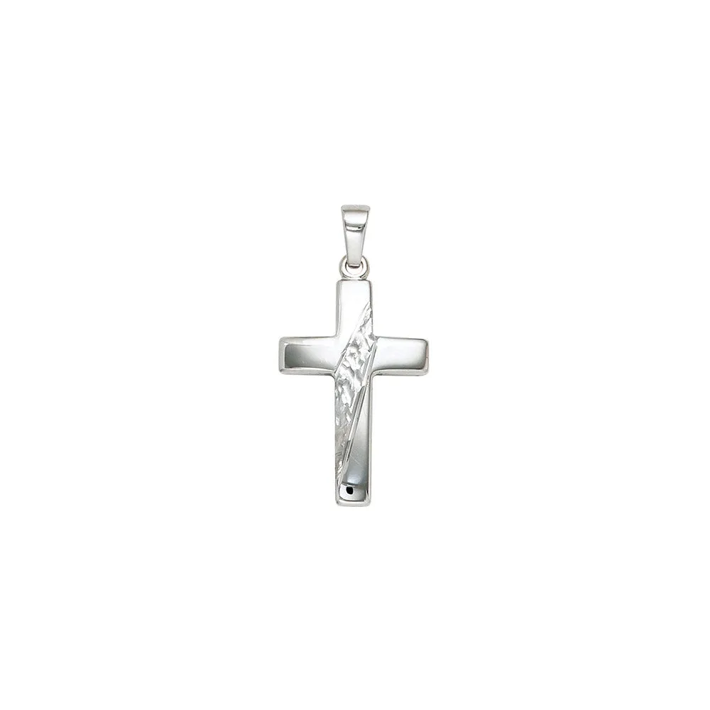 Anhänger Kreuz 925 Sterling Silber massiv gehämmert Kreuzanhänger Silberkreuz