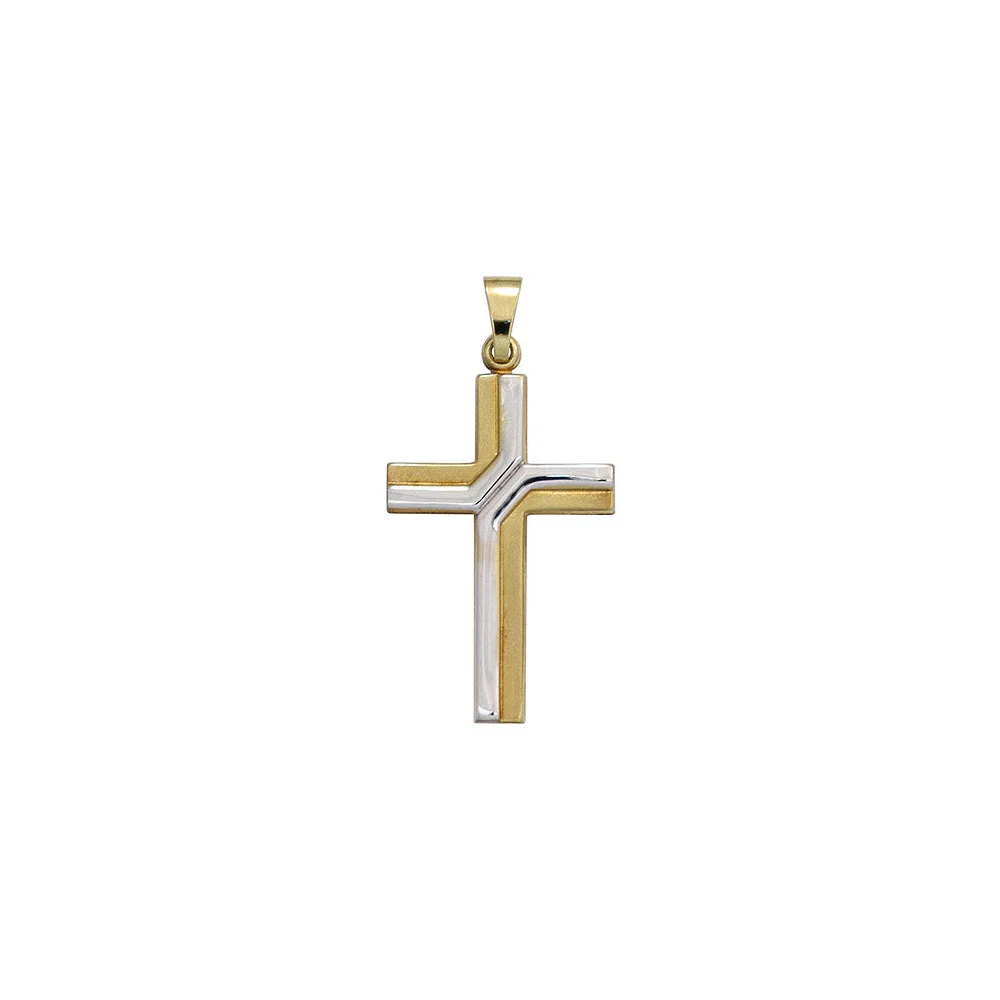Anhänger Kreuz 333 Gold Gelbgold bicolor mattiert Kreuzanhänger Goldkreuz