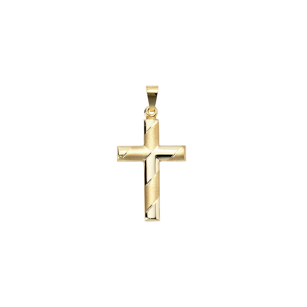 Anhänger Kreuz 333 Gold Gelbgold mattiert diamantiert Kreuzanhänger Goldkreuz