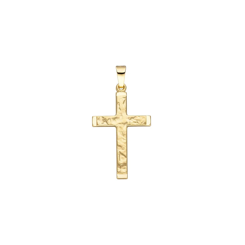Anhänger Kreuz 585 Gold Gelbgold gehämmert Goldanhänger Goldkreuz Kreuzanhänger