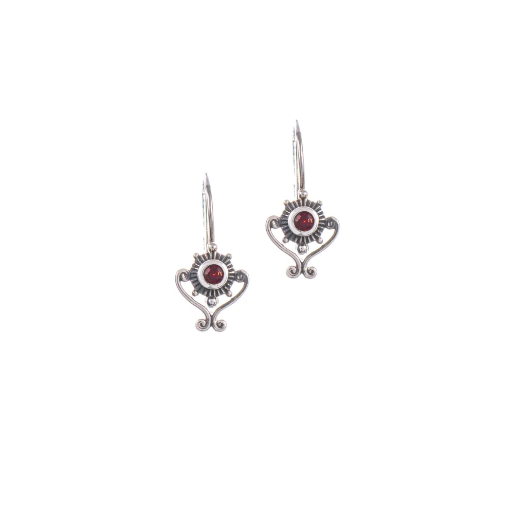 Ohrringe Bouton 925 Silber geschwärzt Granat