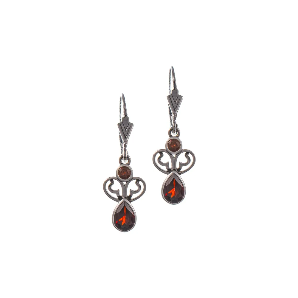 Ohrringe 925 Silber geschwärzt Granat