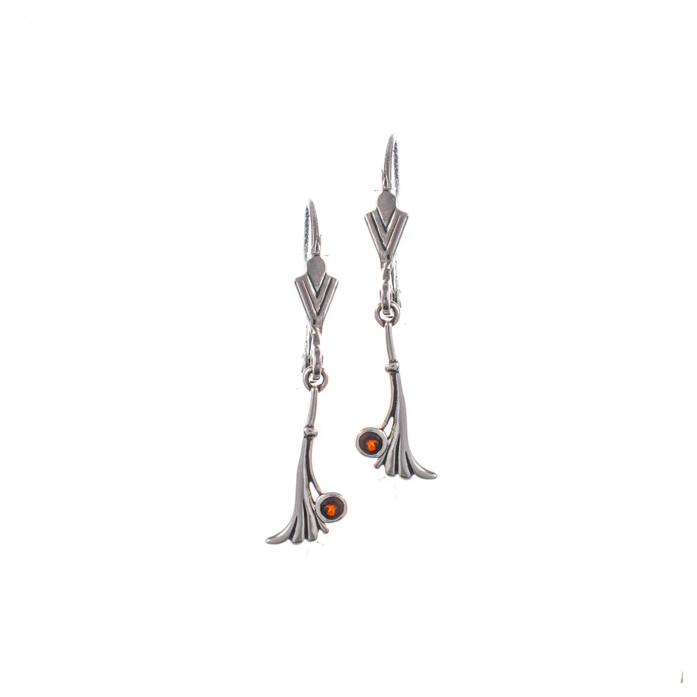 Ohrringe 925 Silber geschwärzt Granat