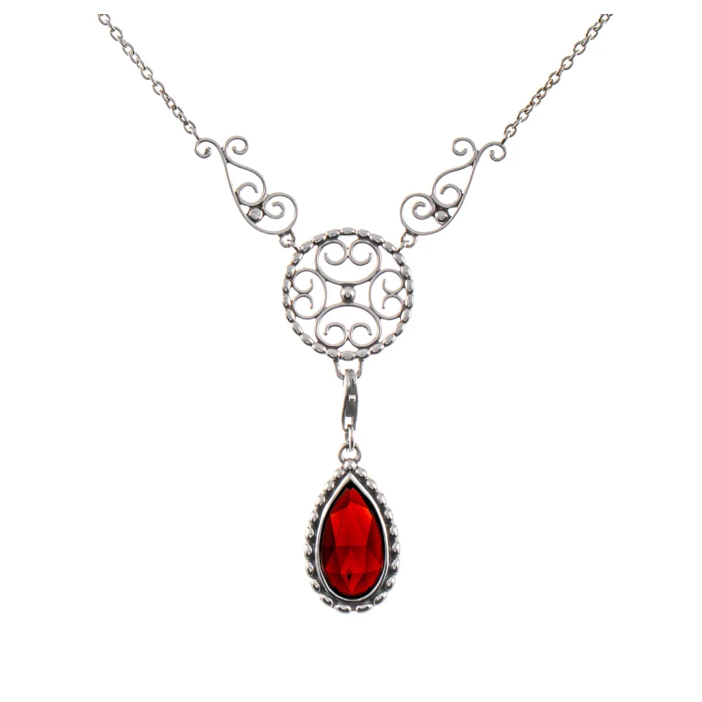 Collier Signature 925 Silber geschwärzt mit wechselbarem Stein Granat
