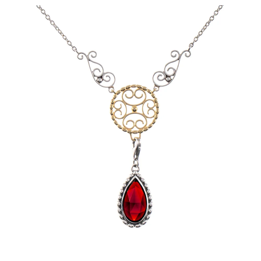 Collier Signature 925 Silber geschwärzt teilvergoldet mit wechselbarem Stein Granat